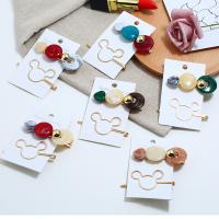 Hair Slide, Zinc Alloy, with Resin, plated, 2 pieces & fashion jewelry & for woman 