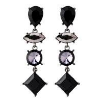 Zinc Alloy Drop Earring, with Crystal, plated, fashion jewelry & for woman, black 