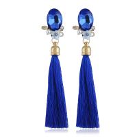 Zinc Alloy Tassel Earring, with Cotton Thread & Acrylic, plated, fashion jewelry & for woman 