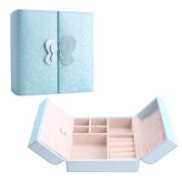 Leather Jewelry Set Box, PU Leather, with Flocking Fabric, Rectangle, multilayer & Korean style & for woman 