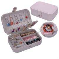 Leather Jewelry Set Box, PU Leather, with Flocking Fabric, Rectangle, portable & multilayer [