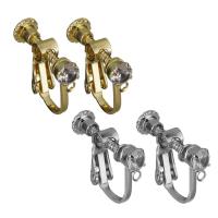 Brass Clip On Earring Finding, plated, with cubic zirconia Approx 1mm 