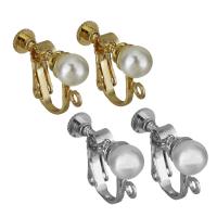 Brass Clip On Earring Finding, with Plastic Pearl, plated Approx 2mm 