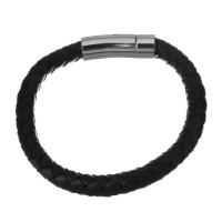 Нейлоновый шнуровой браслет, Нейлоновый шнурок, нержавеющая сталь Замочек 'штык', ювелирные изделия моды & Мужская, черный 8mm, длина:Приблизительно 8.5 дюймовый, продается Strand