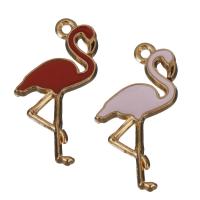 Zinc Alloy Animal Pendants, Crane, rose gold color plated, enamel Approx 1.5mm 