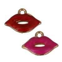 En alliage de zinc Lip pendentif, lèvre, Plaqué de couleur d'or rose, émail, plus de couleurs à choisir Environ 2mm, Vendu par PC