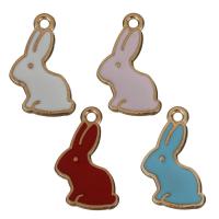 Zinc Alloy Animal Pendants, Rabbit, rose gold color plated, enamel Approx 1.5mm 