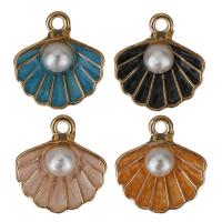 Zinc Alloy Enamel Pendants, with Plastic Pearl, Shell, rose gold color plated Approx 2mm 