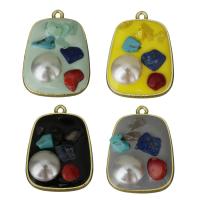 Zinc Alloy Enamel Pendants, with Gemstone Chips & Plastic Pearl, gold color plated Approx 1.5mm 