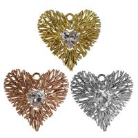 Brass Heart Pendants, plated, with cubic zirconia Approx 1.5mm 