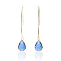 Zinc Alloy Drop Earring, with Crystal, Teardrop, gold color plated, Korean style & for woman 