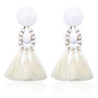 Zinc Alloy Tassel Earring, with Velour & Crystal, vintage & for woman 