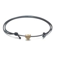 Zinc Alloy Anklet, with PU Leather, Heart, gold color plated, adjustable & for woman 6mm Approx 6.54 Inch 