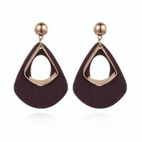 Zinc Alloy Drop Earring, with Wood, gold color plated, for woman & hollow 