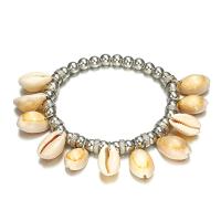 Zinc Alloy Anklet, with Shell, Shell, silver color plated, for woman Approx 7.43 Inch 