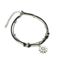 Zinc Alloy Anklet, Sun, silver color plated, vintage & for woman Approx 8.19 Inch 