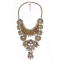 Rhinestone Zinc Alloy Necklace, with 8cm extender chain, antique gold color plated, for woman & with rhinestone, 190mm Approx 19.69 Inch 