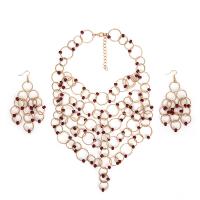 Fashion Zinc Alloy Jewelry Sets, earring & necklace, with Seedbead, with 7.5cm extender chain, gold color plated, for woman 190mm Approx 18.12 Inch 