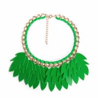 Zinc Alloy Necklace, with Plastic, with 10cm extender chain, gold color plated, folk style & for woman, green, 100mm Approx 18.12 Inch 