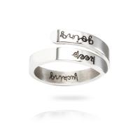 304 Stainless Steel Cuff Finger Ring, plated, Adjustable & Unisex & with letter pattern, 65mm 