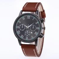 Men Wrist Watch, PU Leather, with Glass & Zinc Alloy, Chinese movement, stainless steel watch band clasp, plated, Life water resistant & for man Approx 9 Inch 