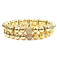 Brass Bracelet Set, plated, 2 pieces & Unisex & micro pave cubic zirconia 8mm Approx 7 Inch 