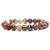 Persian Gulf Agate Bracelet, with Zinc Alloy, Round, plated, Unisex & change their color according to the temperature, multi-colored, 8mm Approx 7.2 Inch 
