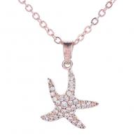 Cubic Zircon Micro Pave Brass Necklace, Starfish, Korean style & micro pave cubic zirconia & for woman Approx 19 Inch 