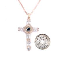 Zinc Alloy Miniature Projection Necklace, Cross, plated, Unisex & with rhinestone Approx 16 Inch 