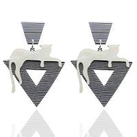 Acryl Tropfen Ohrring, Stock, für Frau & hohl, weiß und schwarz, 57x78mm, verkauft von Paar