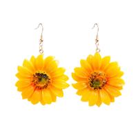 Acryl Tropfen Ohrring, Sonnenblume, für Frau, gelb, 70x50mm, verkauft von Paar