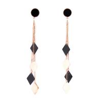 Titanium Steel Drop Earring, plated, Korean style & for woman, rose gold color, 99mm 