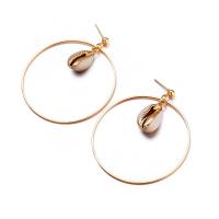 Zinc Alloy Drop Earring, with Shell, gold color plated, fashion jewelry & for woman 