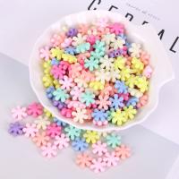 Acrylic Jewelry Beads, Flower, plated, fashion jewelry & DIY, mixed colors, 13mm 