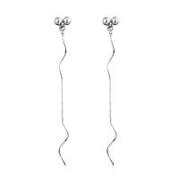 Sterling Silver Thread Through Earrings, 925 Sterling Silver, with plastic earnut & for woman, silver color 