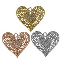 Brass Heart Pendants, plated, micro pave cubic zirconia & hollow Approx 1.5mm 