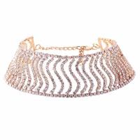 Zinc Alloy Choker Necklace, plated, for woman & with rhinestone 35mm Approx 14.97 Inch 
