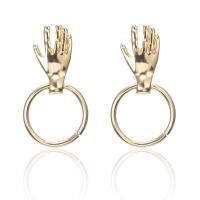 Zinc Alloy Drop Earring, gold color plated, Korean style & for woman 