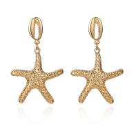 Zinc Alloy Drop Earring, Starfish, gold color plated, fashion jewelry & for woman 