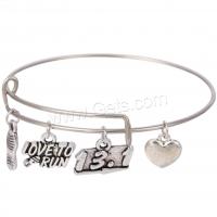 Fashion Zinc Alloy Bangle, antique silver color plated, Adjustable & for woman Approx 7 Inch 