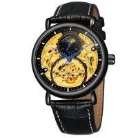 Men Wrist Watch, Leather, with Glass & Zinc Alloy, Chinese movement, plated, Life water resistant & for man Approx 9.3 Inch 