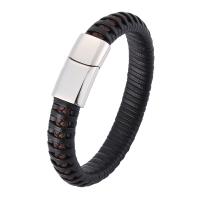 Microfiber PU Bracelet, with Stainless Steel, fashion jewelry & Unisex 
