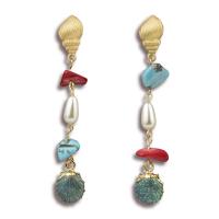 Plastic Pearl Zinc Alloy Earring, with Gemstone Chips & Shell & Plastic Pearl, plated & for woman 