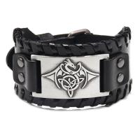 Zinc Alloy Bracelet, with Faux Leather, plated, Adjustable & for man 