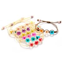 Glass Bracelet, with Dried Flower & Nylon Cord, Adjustable & for woman 12mm Approx 8 Inch 
