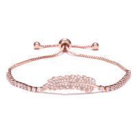 Cubic Zirconia Micro Pave Brass Bracelet & micro pave cubic zirconia & for woman, rose gold color Approx 11 Inch 