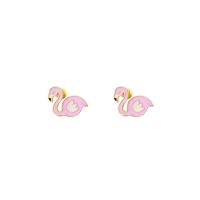 Enamel Zinc Alloy Stud Earring, stainless steel post pin, Bird, plated, for woman, pink, 20mm 