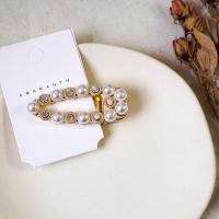 Alligator Hair Clip, Zinc Alloy, with Plastic Pearl, plated & for woman & with rhinestone, 61*20mm,62*18mm 