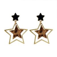 Zinc Alloy Drop Earring, with Plush, stainless steel post pin, Star, gold color plated, for woman, 50mm 