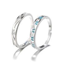 925er Sterling Silber Open -Finger-Ring, unisex & verschiedene Stile für Wahl & Epoxy Aufkleber & hohl, Silberfarbe, 3.2mm, Größe:5.5-7.5, verkauft von PC
